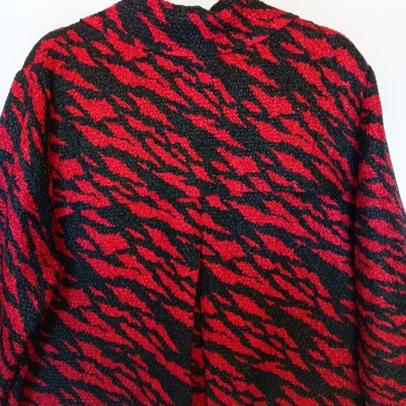 Chico's Travelers Sz 3 Red/Black Print Light-weight Jacket w/3 Quarter Sleeves - Picture 5 of 9
